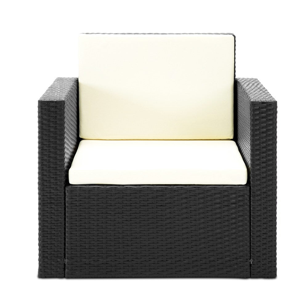 Gardeon 4 Piece Outdoor Wicker Furniture Set - Black