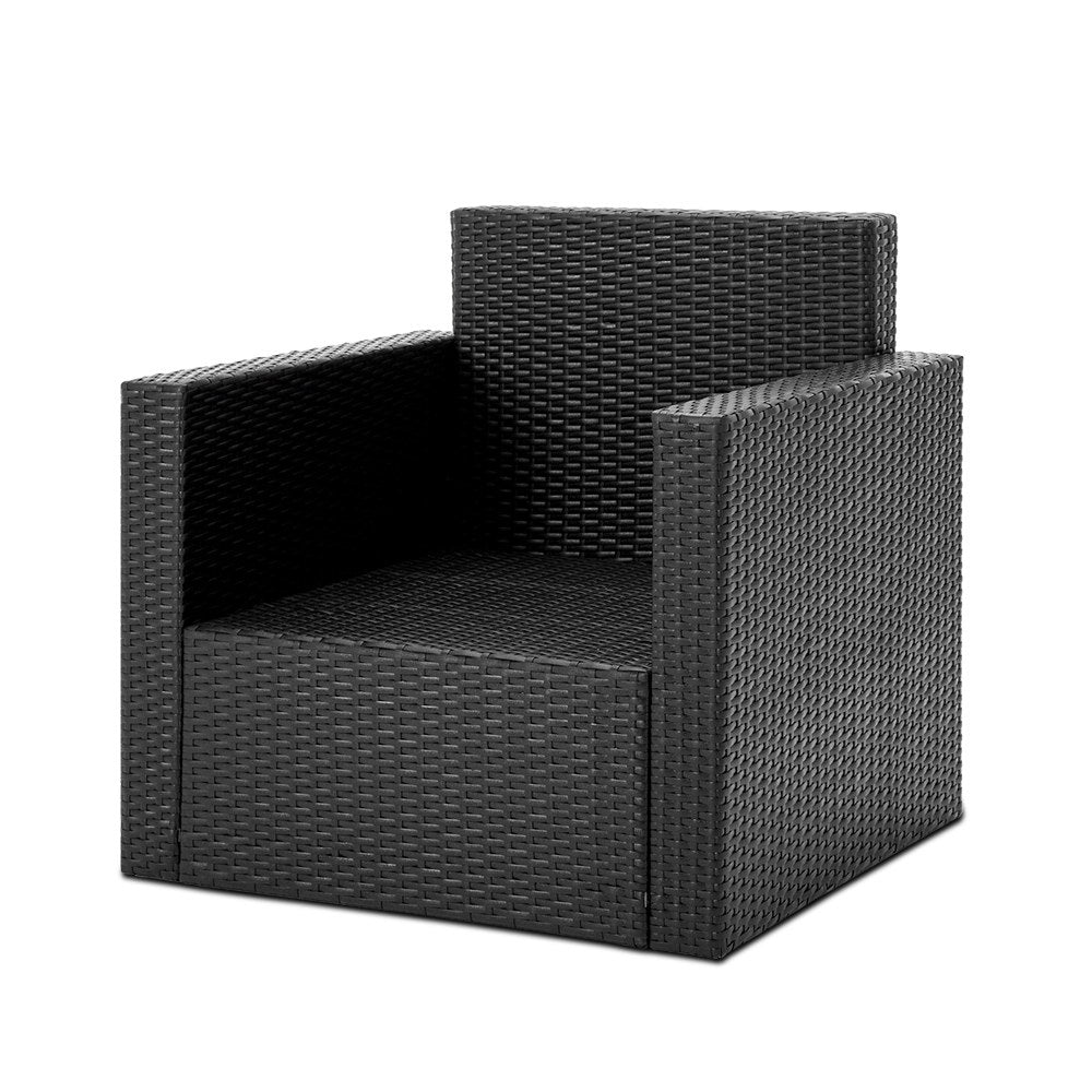Gardeon 4 Piece Outdoor Wicker Furniture Set - Black