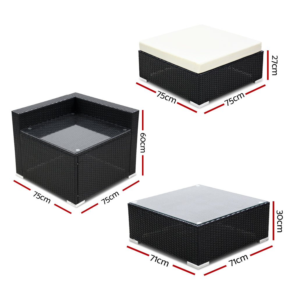 Gardeon 11PC Sofa Set with Storage Cover Outdoor Furniture Wicker