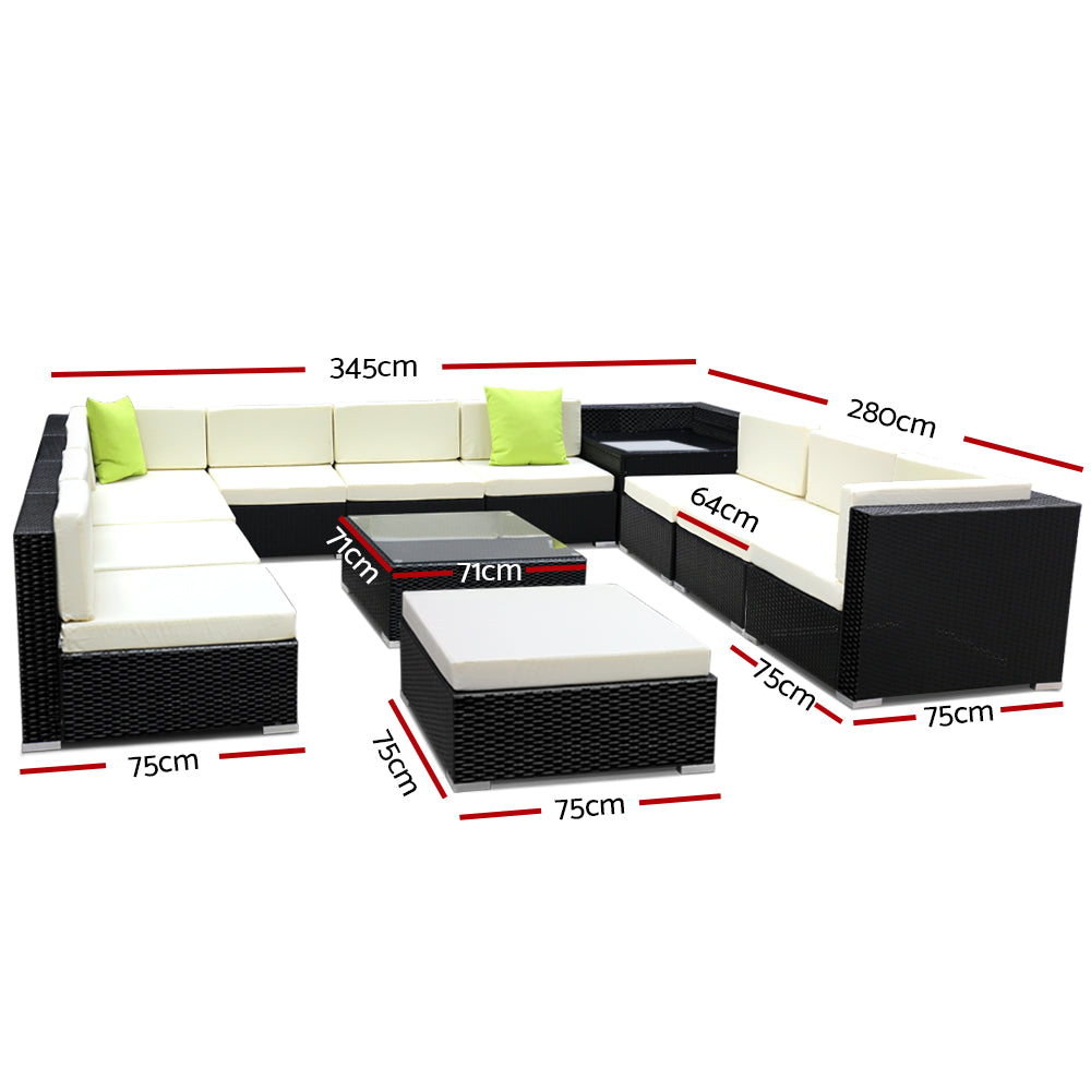 Gardeon 13PC Outdoor Furniture Sofa Set Wicker Garden Patio Lounge