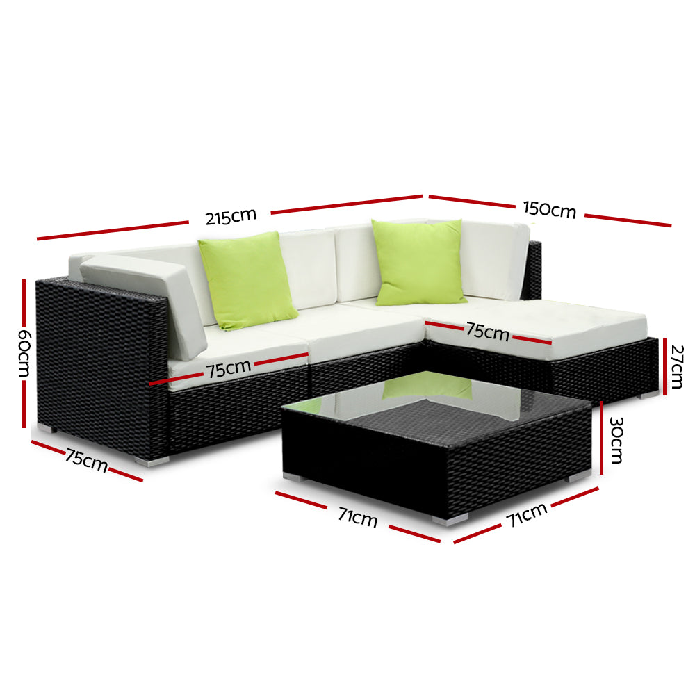 Gardeon 5PC Outdoor Furniture Sofa Set Wicker Garden Patio Pool Lounge