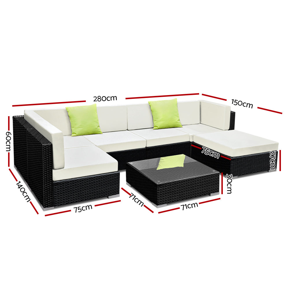 Gardeon 7PC Sofa Set with Storage Cover Outdoor Furniture Wicker