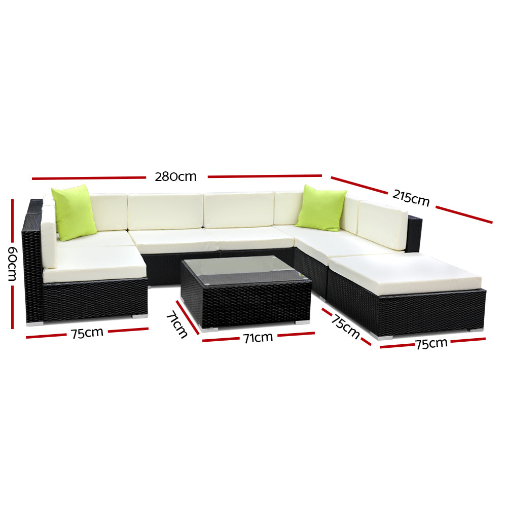 Gardeon 8PC Outdoor Furniture Sofa Set Wicker Garden Patio Pool Lounge