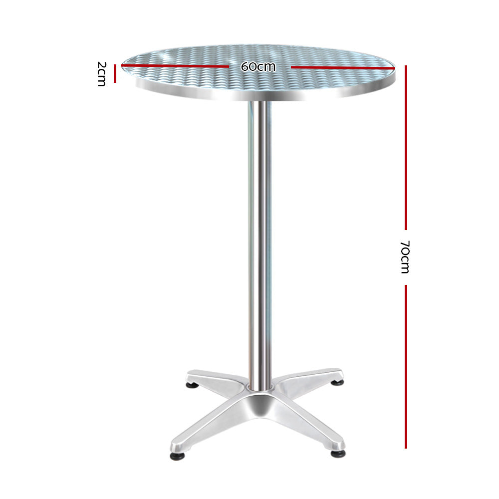 Gardeon Outdoor Bar Table Aluminium Dining Table Round 70CM