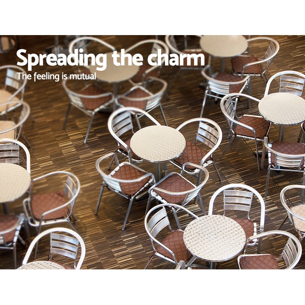 Gardeon Outdoor Bar Table Aluminium Dining Table Round 70CM