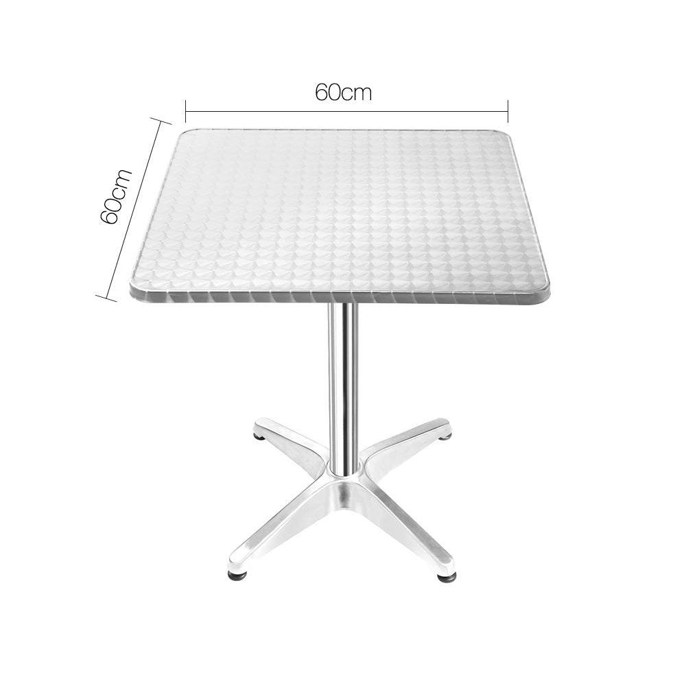 Gardeon Aluminium Adjustable Square Bar Table - Silver
