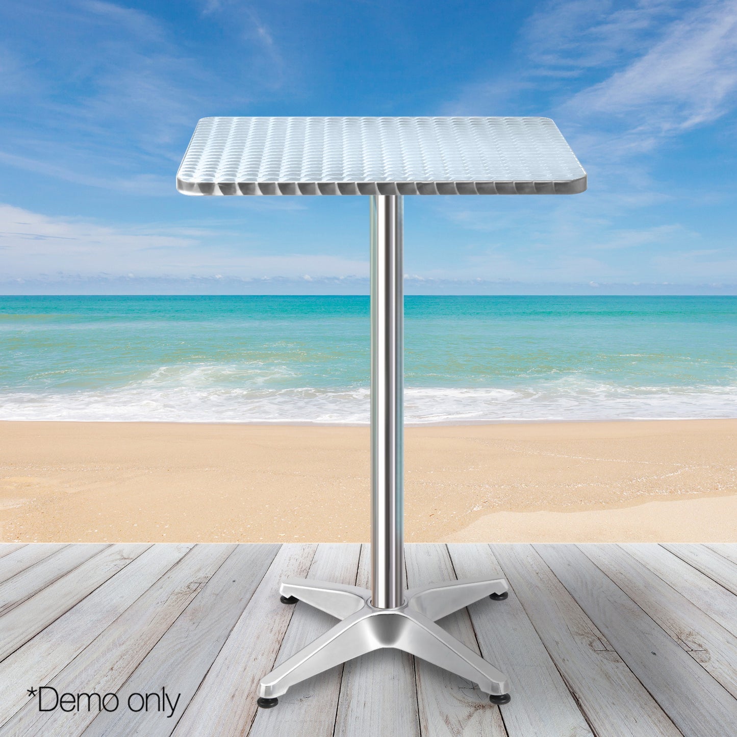 Gardeon Aluminium Adjustable Square Bar Table - Silver