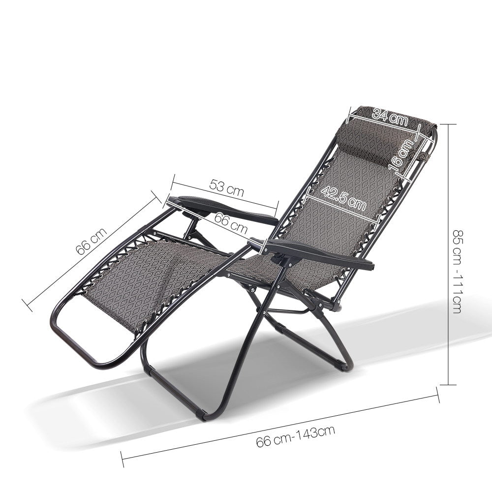 Gardeon Zero Gravity Recliner Chairs Outdoor Sun Lounge Beach Chair Camping - Beige