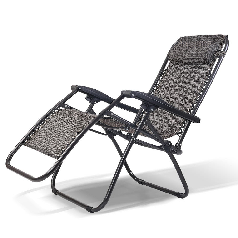 Gardeon Zero Gravity Recliner Chairs Outdoor Sun Lounge Beach Chair Camping - Beige