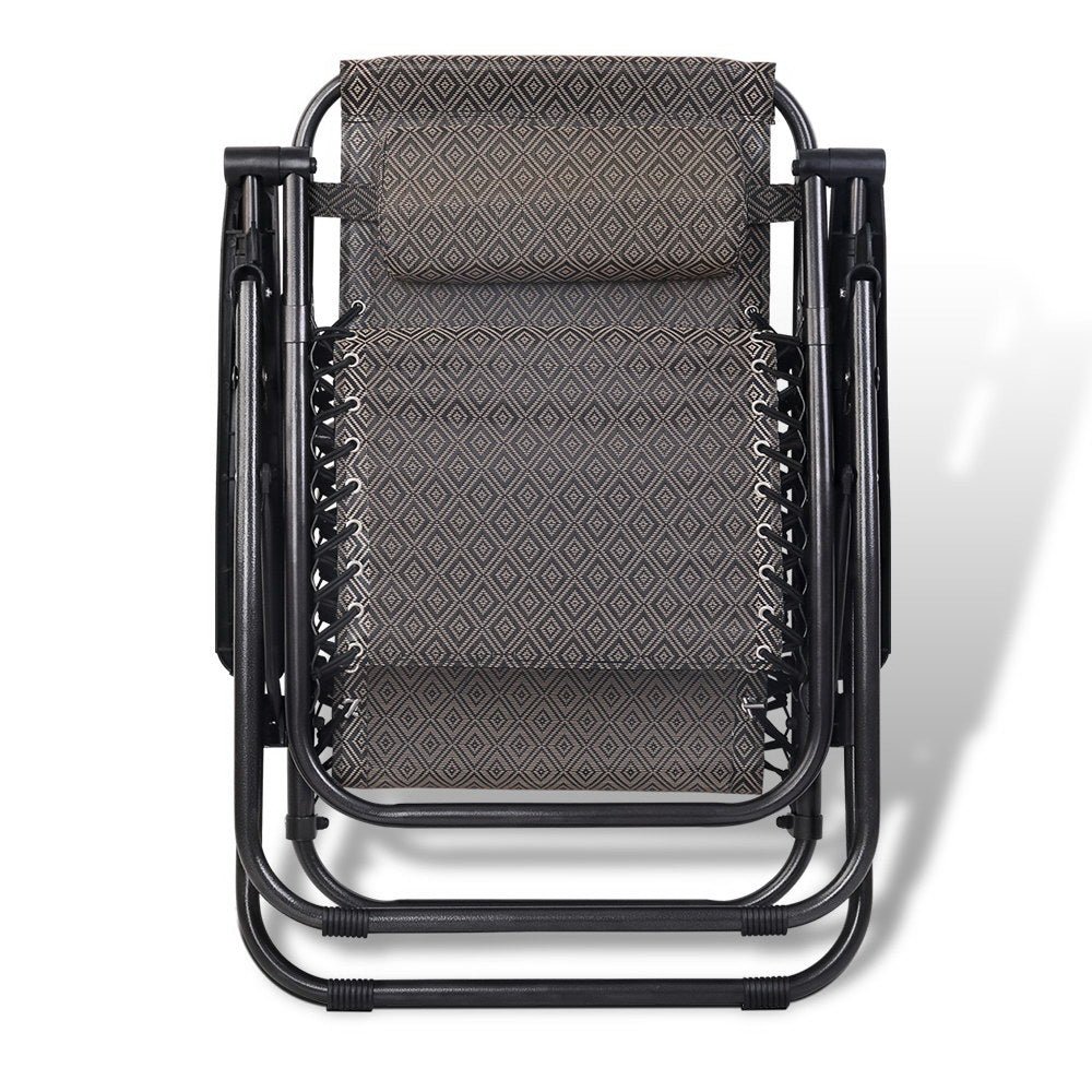 Gardeon Zero Gravity Recliner Chairs Outdoor Sun Lounge Beach Chair Camping - Beige