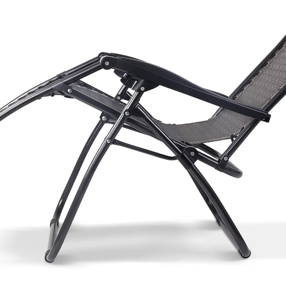 Gardeon Zero Gravity Recliner Chairs Outdoor Sun Lounge Beach Chair Camping - Beige