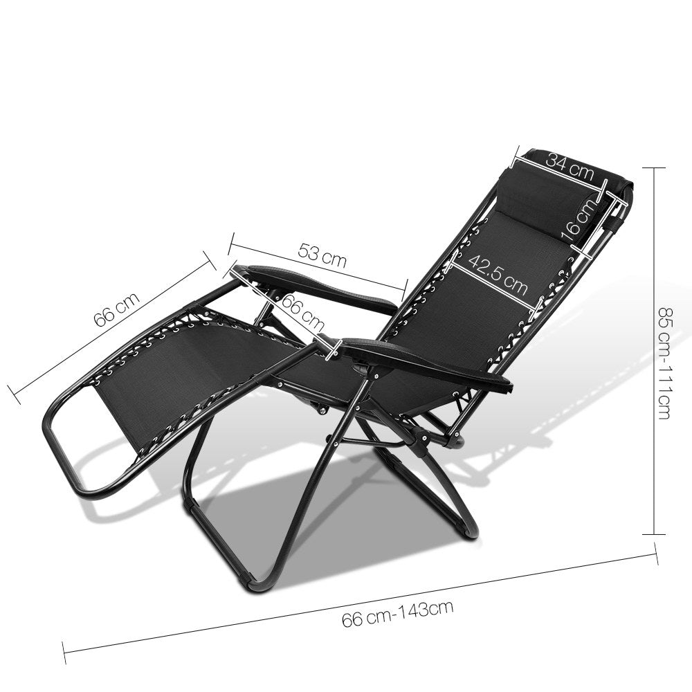 Gardeon Outdoor Portable Recliner - Black