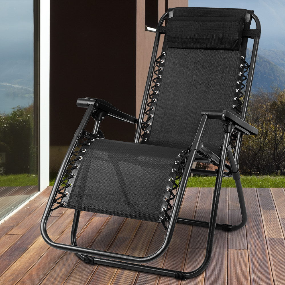 Gardeon Outdoor Portable Recliner - Black