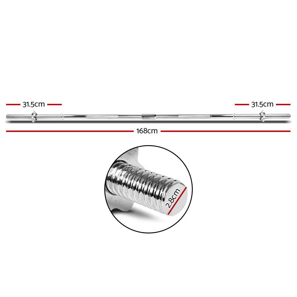 Everfit 38KG 168cm Barbell Set Weight Plates Bar Fitness Exercise Home Gym Bench Press