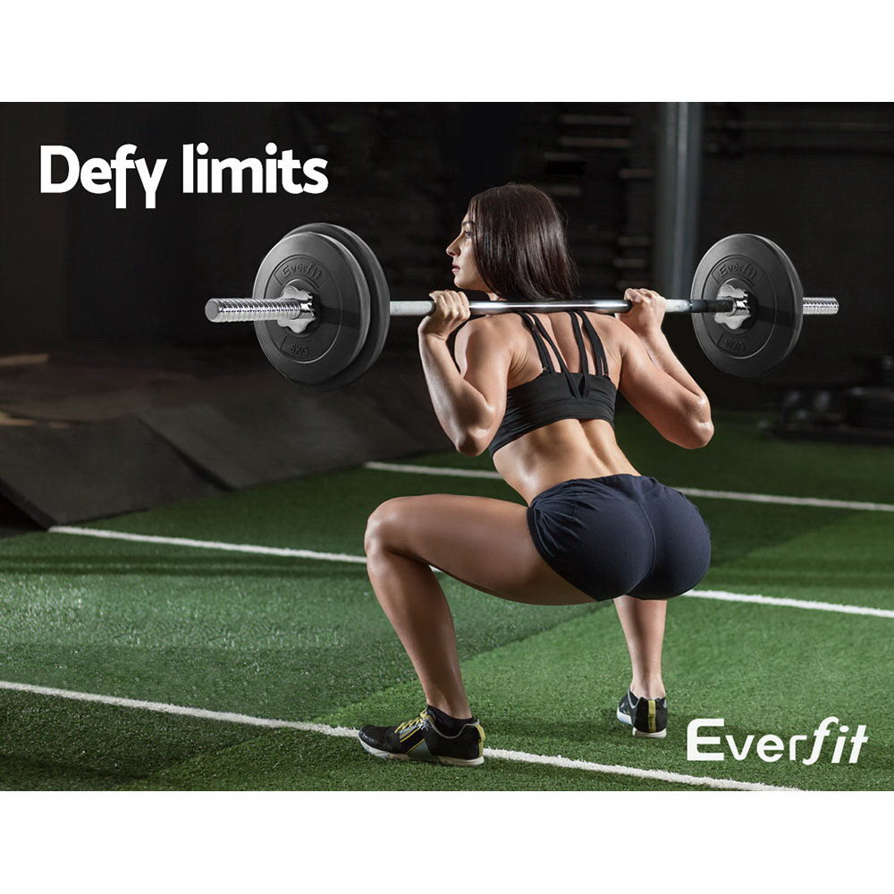 Everfit 38KG 168cm Barbell Set Weight Plates Bar Fitness Exercise Home Gym Bench Press