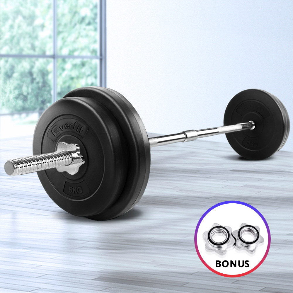 Everfit 38KG 168cm Barbell Set Weight Plates Bar Fitness Exercise Home Gym Bench Press