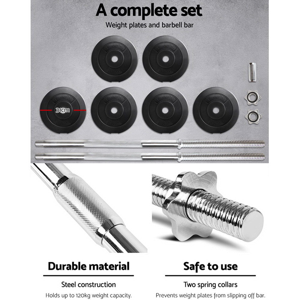Everfit 68KG 168cm Barbell Set Weight Plates Bar Fitness Exercise Home Gym Bench Press