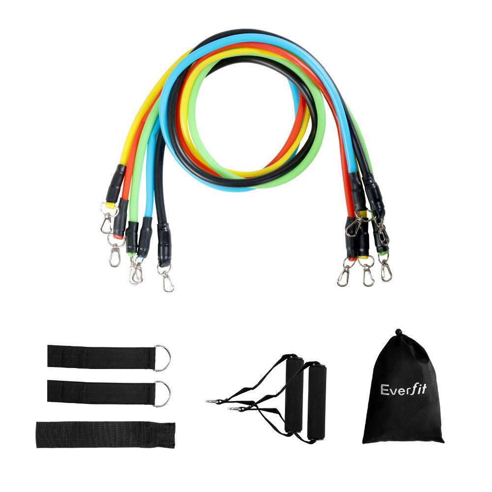 11 PCS Resistance Bands Set Yoga Pilates Abs Exercise Fitness Tube Workout Band