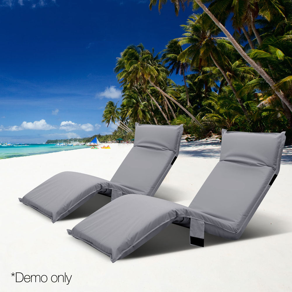 Artiss Adjustable Beach Sun Pool Lounger - Grey