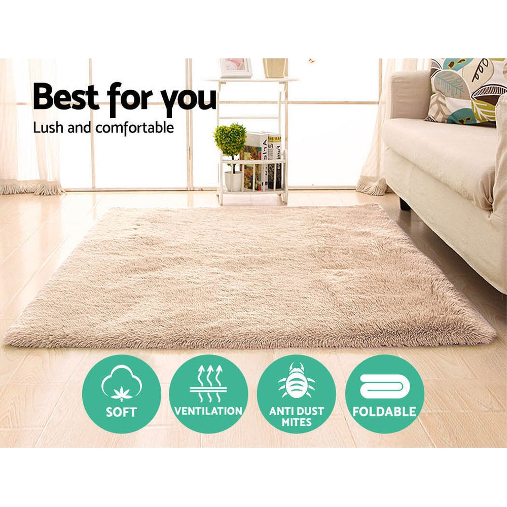 Artiss Shaggy Rug 160x230cm Beige