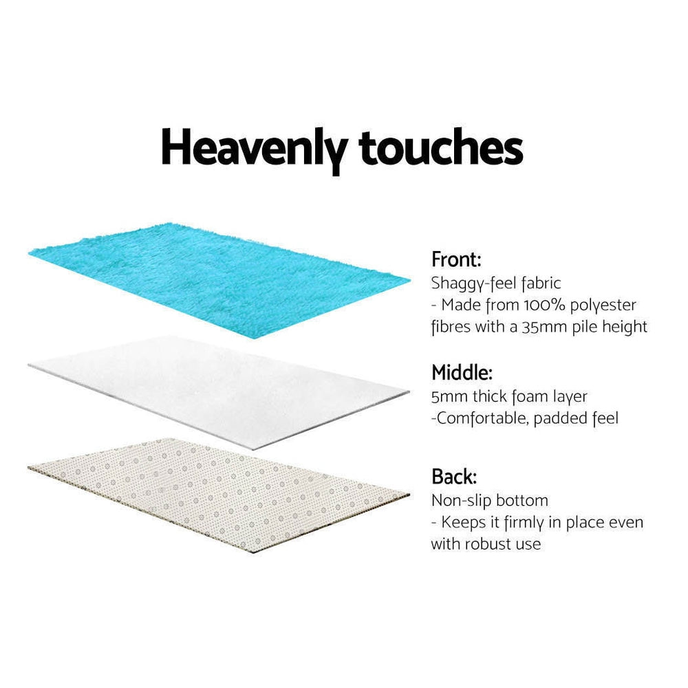 Artiss Shaggy Rug 160x230cm Turquoise