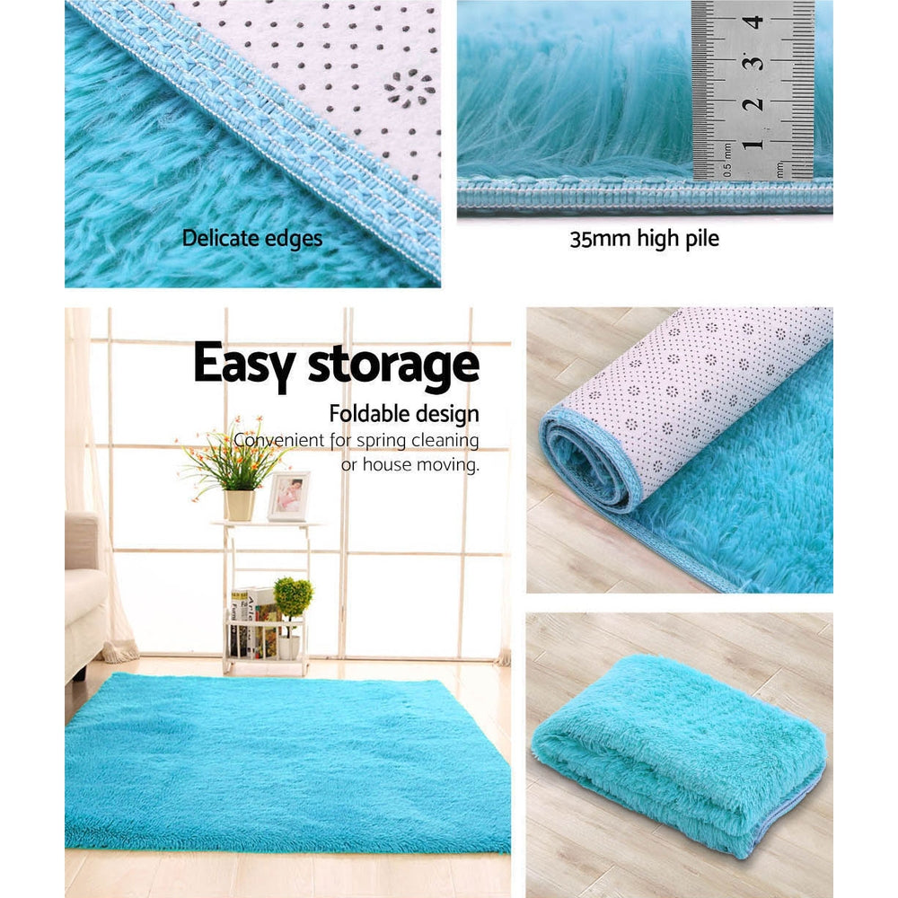 Artiss Shaggy Rug 160x230cm Turquoise