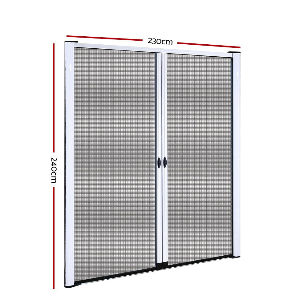 Instahut Retractable Magnetic Fly Screen Flyscreen Door Mesh Sliding 2.3m x 2.4m White