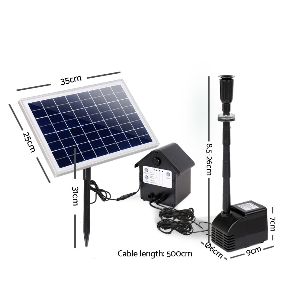 Gardeon Solar Pond Pump Battery Powered Outdoor LED Light Submersible Filter