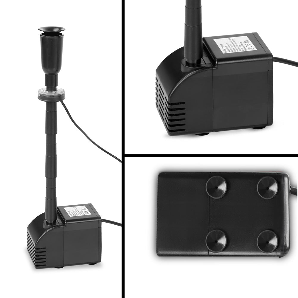 Gardeon Solar Pond Pump Battery Powered Outdoor LED Light Submersible Filter