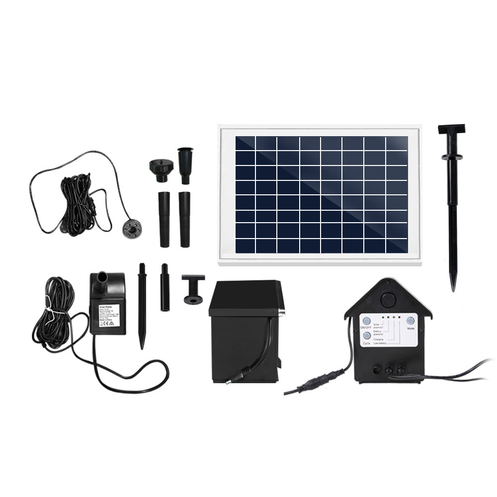 Gardeon Solar Pond Pump Battery Powered Outdoor LED Light Submersible Filter