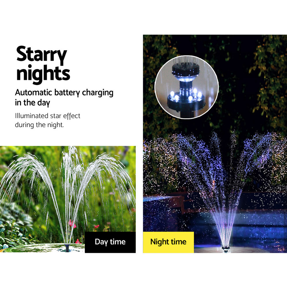 Gardeon 110W LED Lights Solar Fountain with Battery Outdoor Fountains Submersible Water Pump