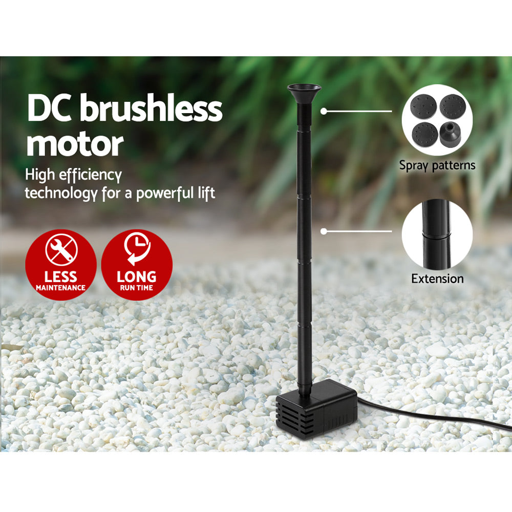 Gardeon Solar Pond Pump Water Fountain Outdoor Powered Submersible Filter 4FT