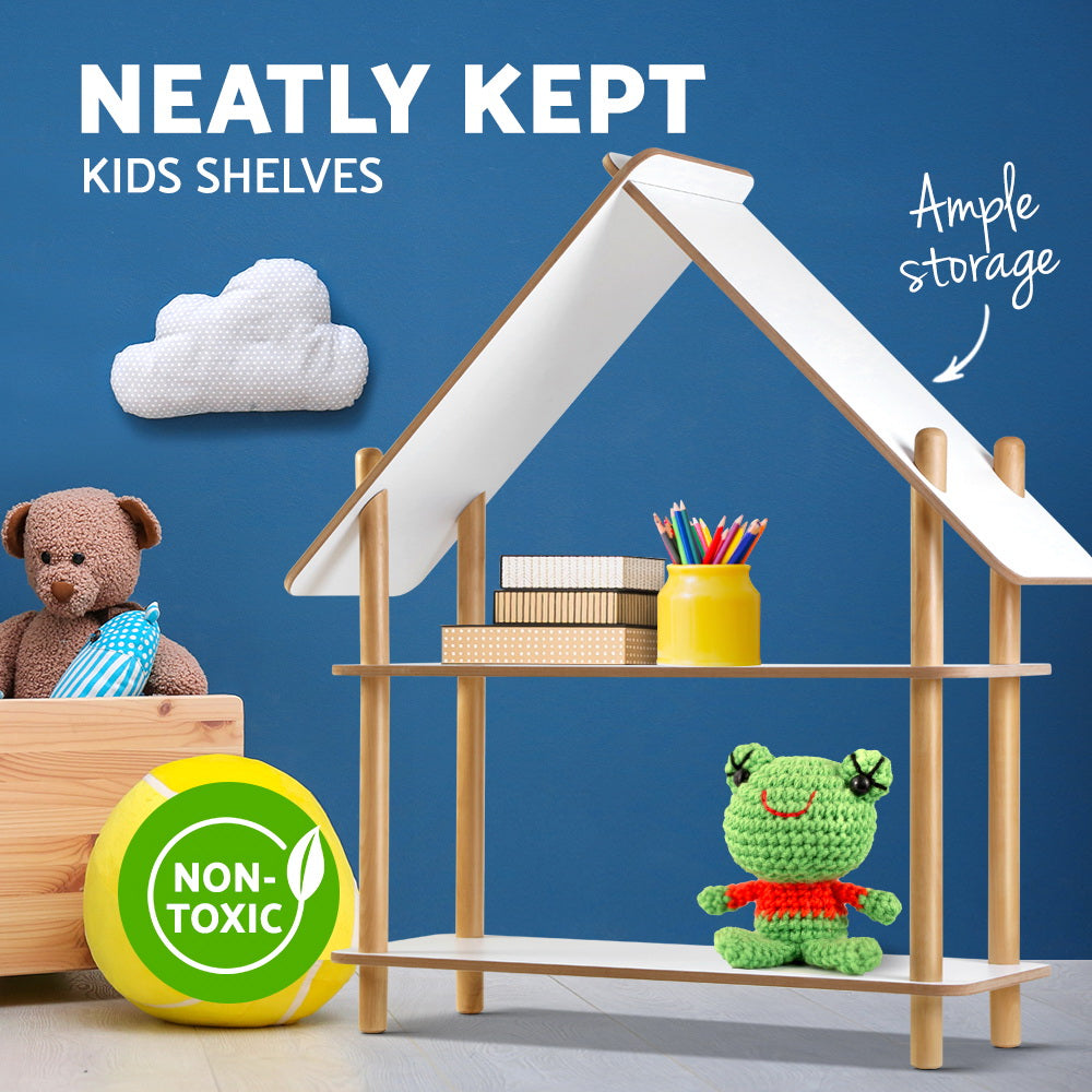 Artiss Kids Cabin Rack Display Shelf Children Bookshelf 2 Tier