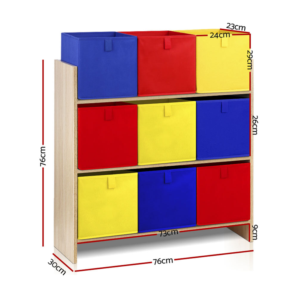 Artiss Kids Storage Box Children Toys Organizer Bookcase Fabric 9 Bins