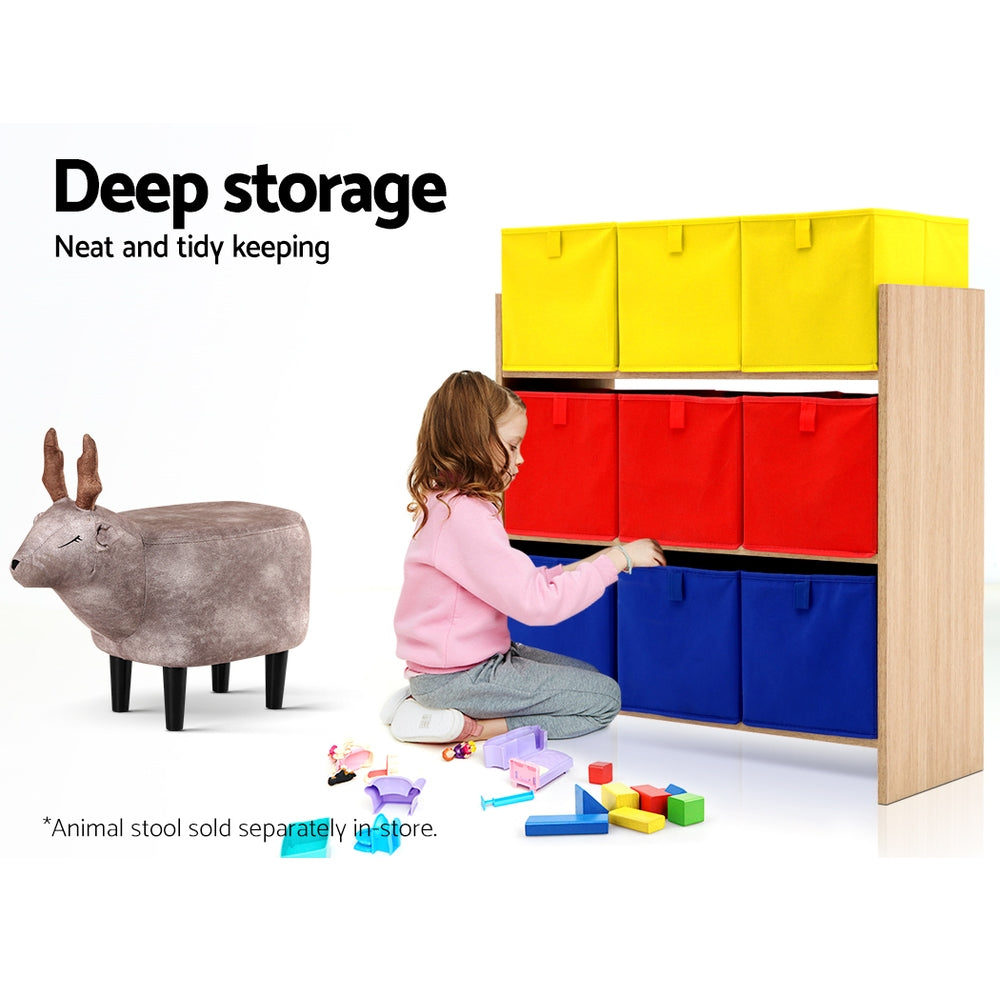 Artiss Kids Storage Box Children Toys Organizer Bookcase Fabric 9 Bins