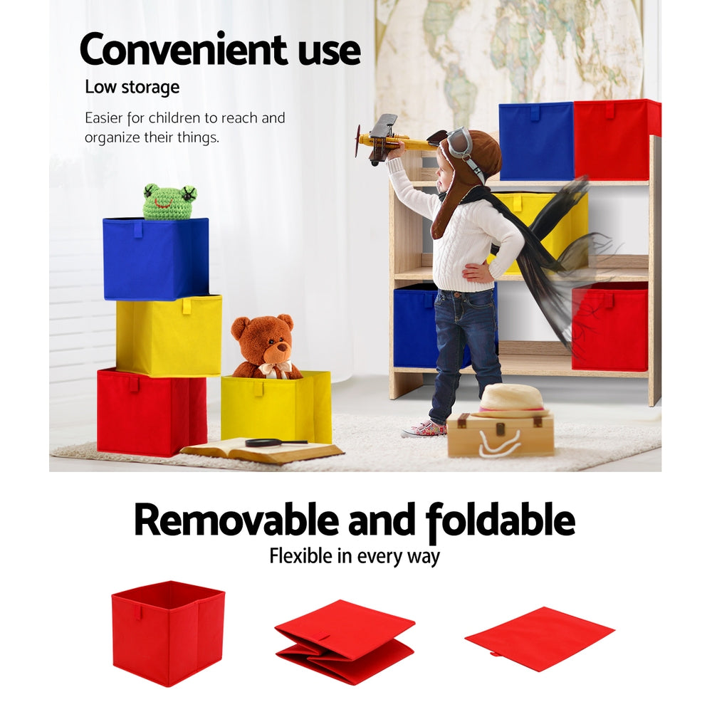 Artiss Kids Storage Box Children Toys Organizer Bookcase Fabric 9 Bins