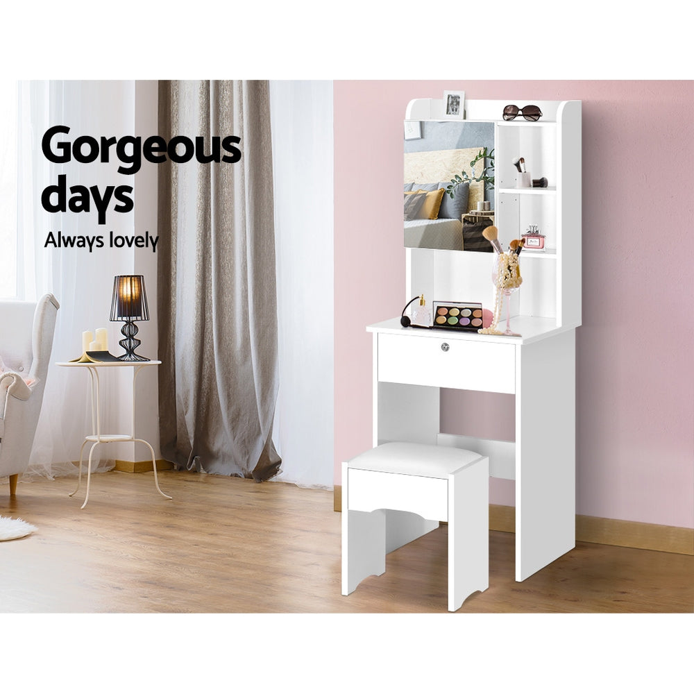 Artiss Dressing Table Stool Mirror Jewellery Cabinet Drawer White