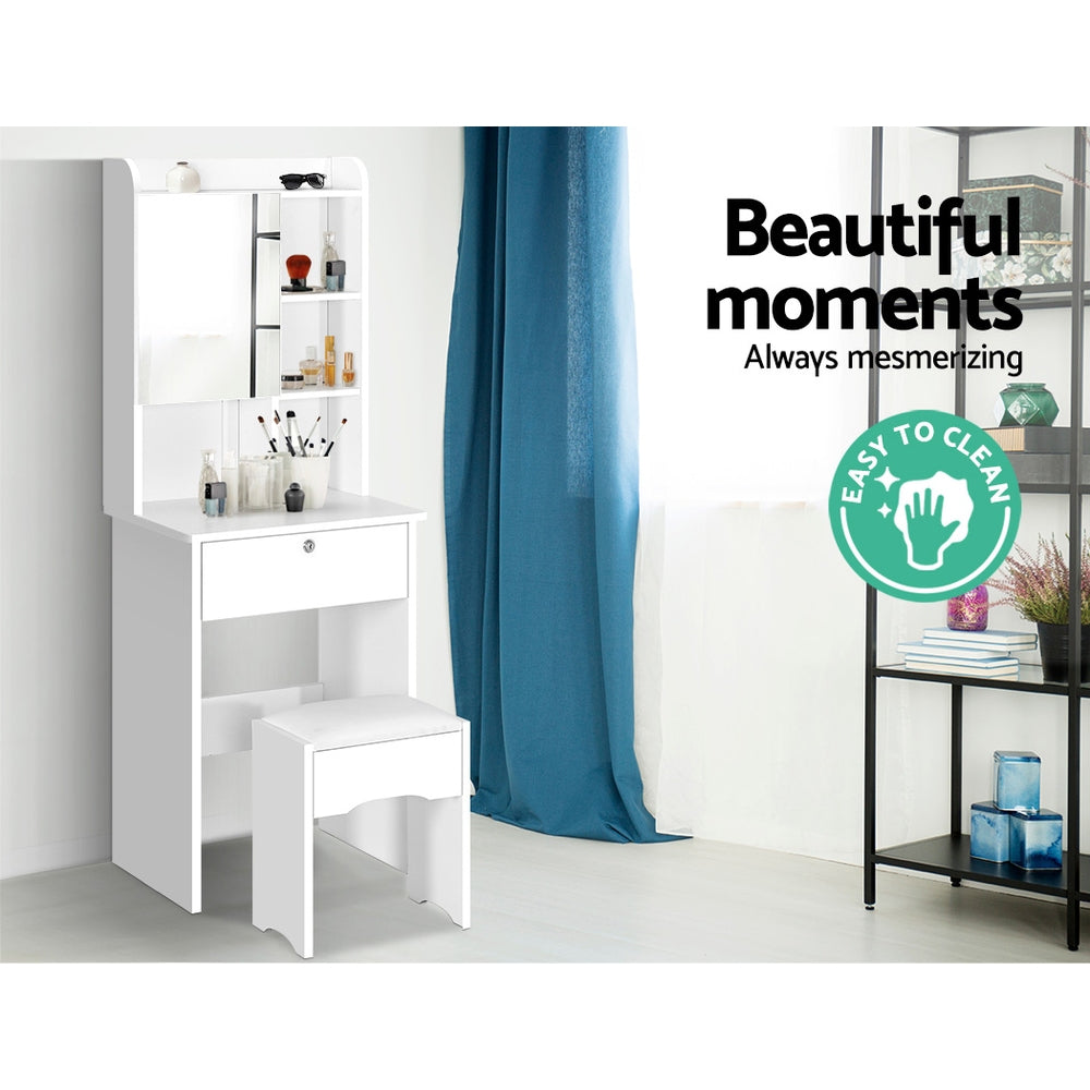 Artiss Dressing Table Stool Mirror Jewellery Cabinet Drawer White