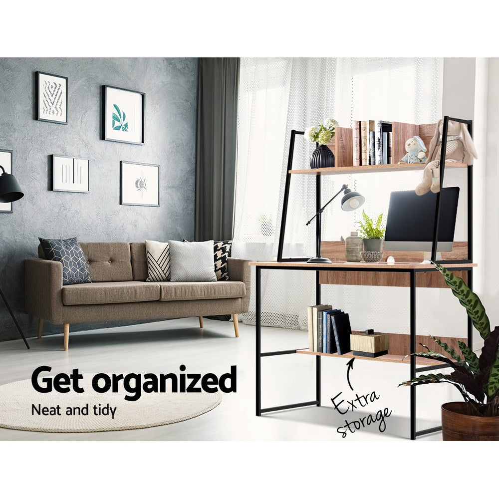 Artiss Office Computer Desk Study Table Workstation Bookshelf Storage Oak