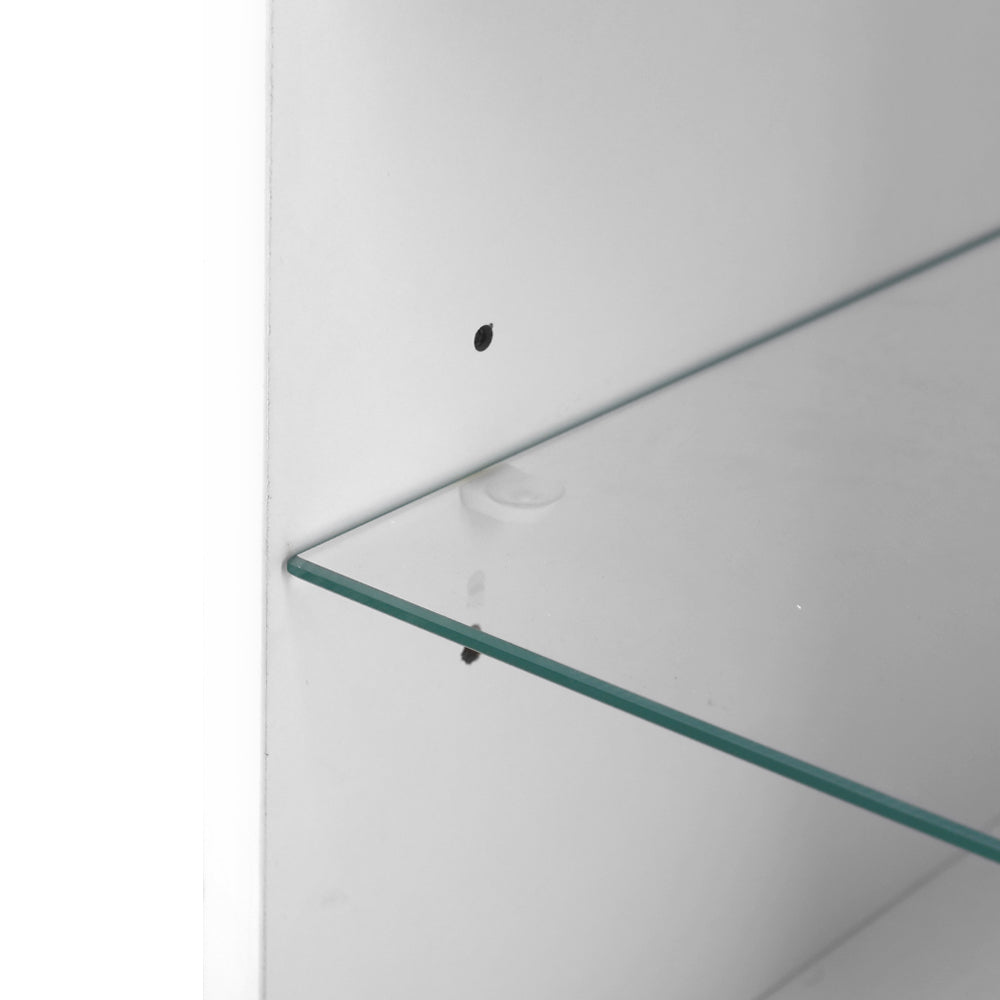 Artiss Side Table Swivel Bedside Table Coffee Table Glass Shelf White