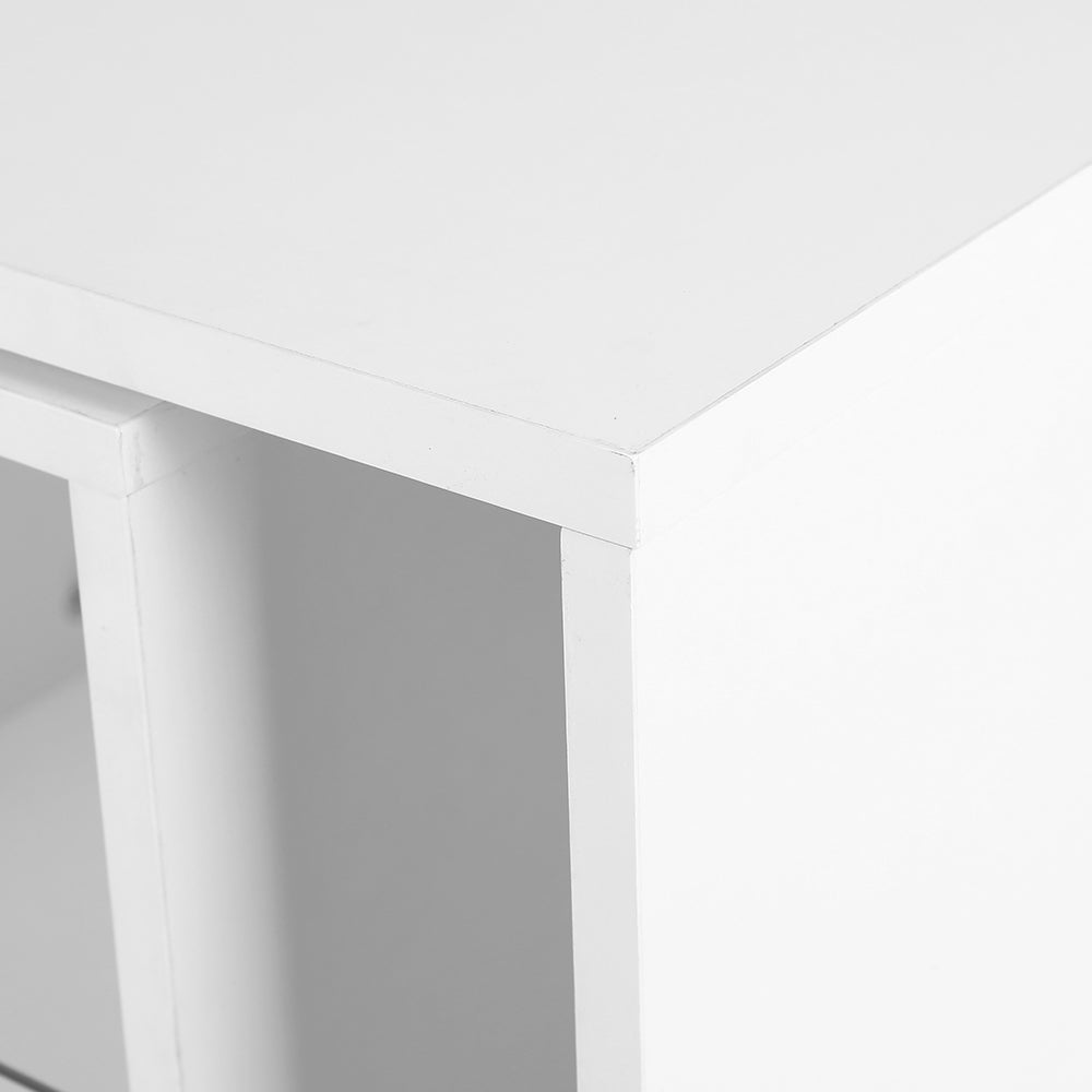 Artiss Side Table Swivel Bedside Table Coffee Table Glass Shelf White