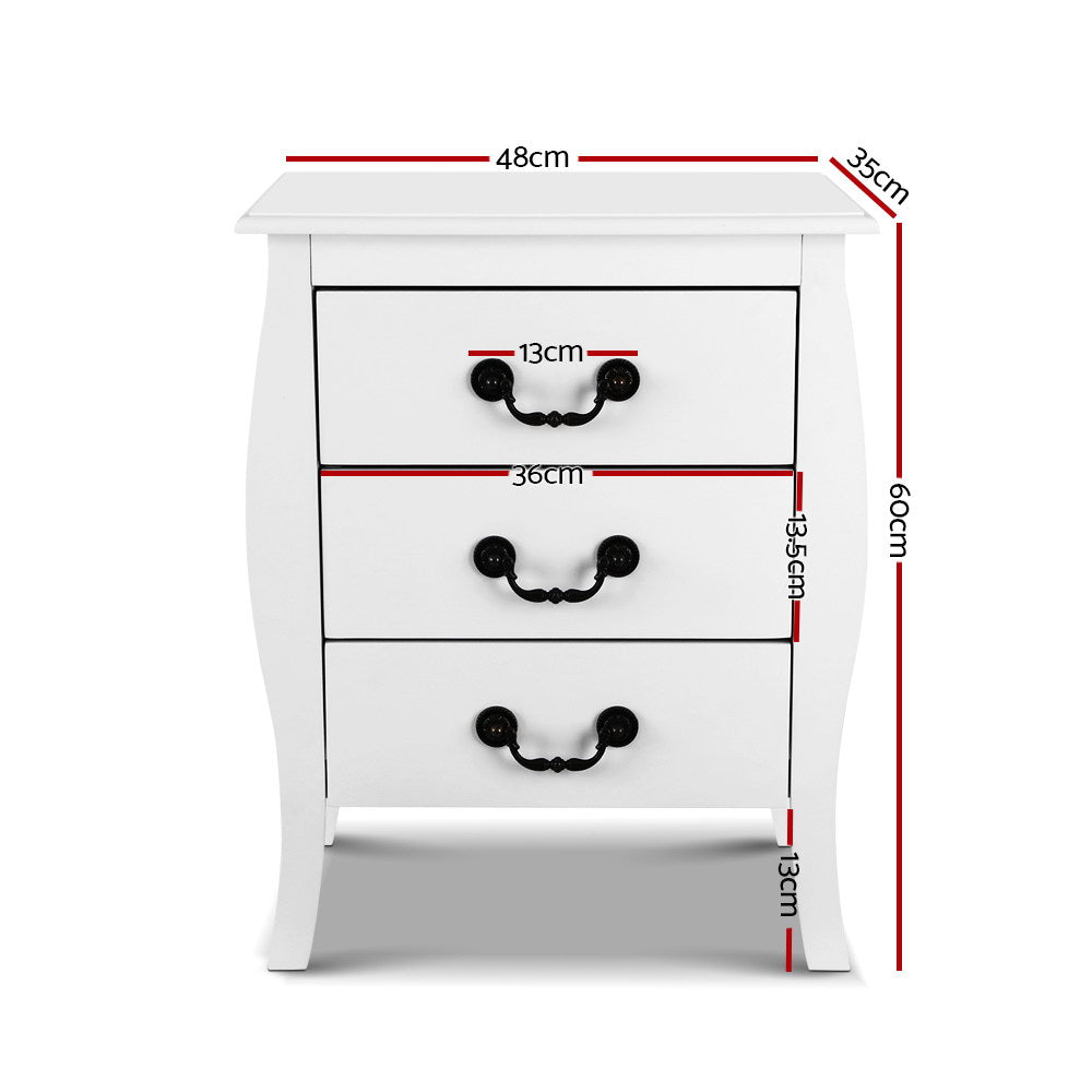 Artiss Bedside Tables 3 drawers Storage Nightstand Side Chest Cabinet Lamp Unit