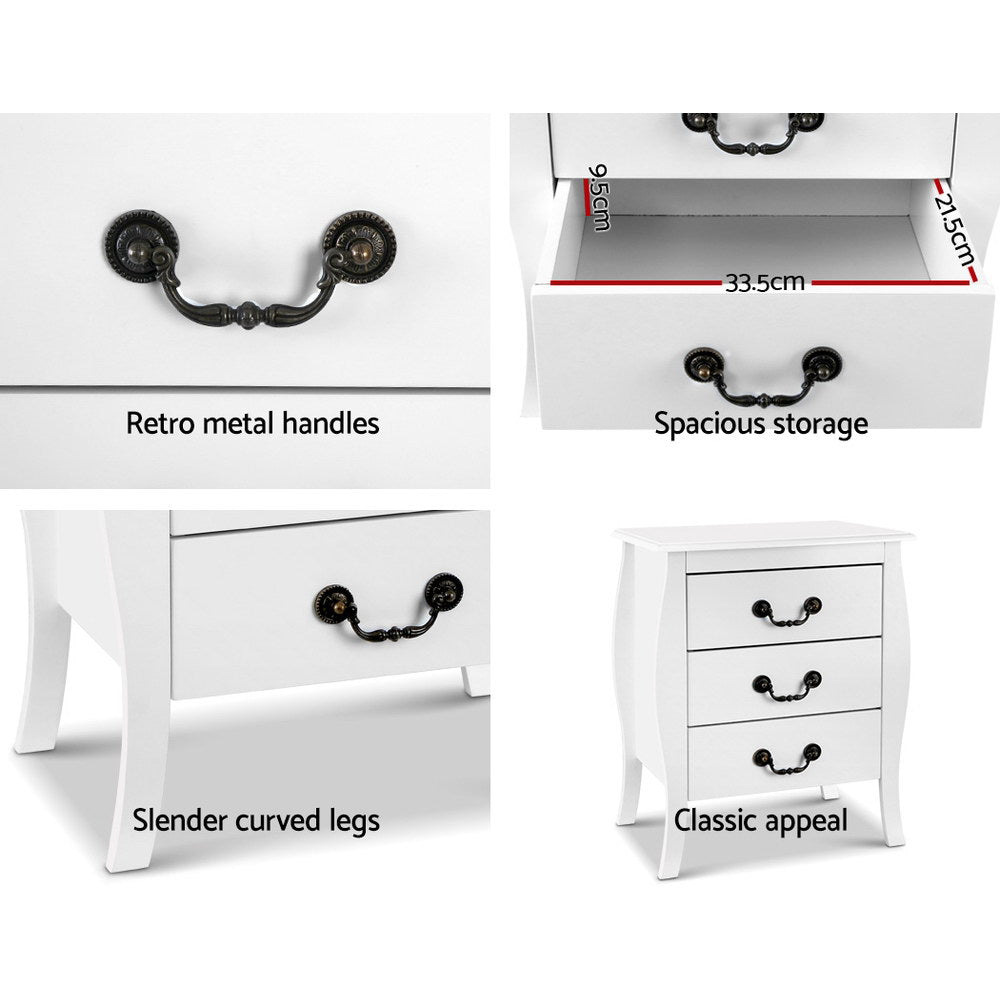 Artiss Bedside Tables 3 drawers Storage Nightstand Side Chest Cabinet Lamp Unit