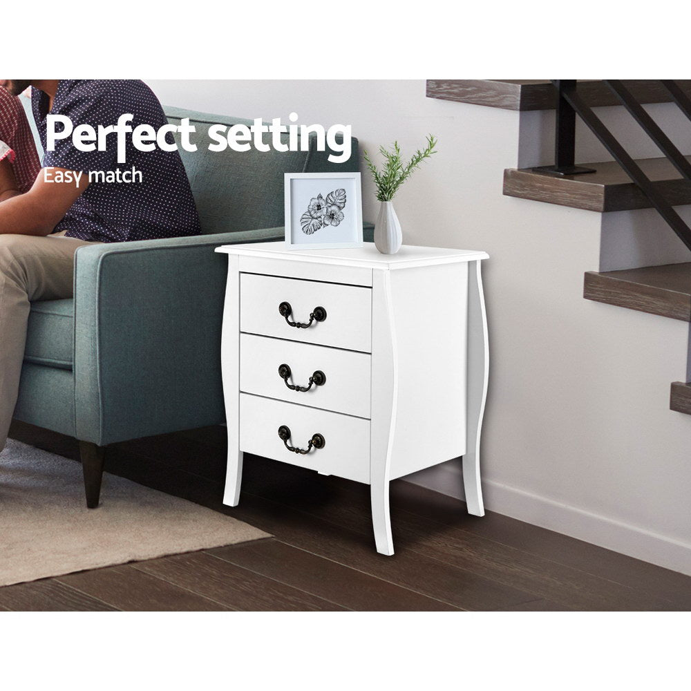 Artiss Bedside Tables 3 drawers Storage Nightstand Side Chest Cabinet Lamp Unit