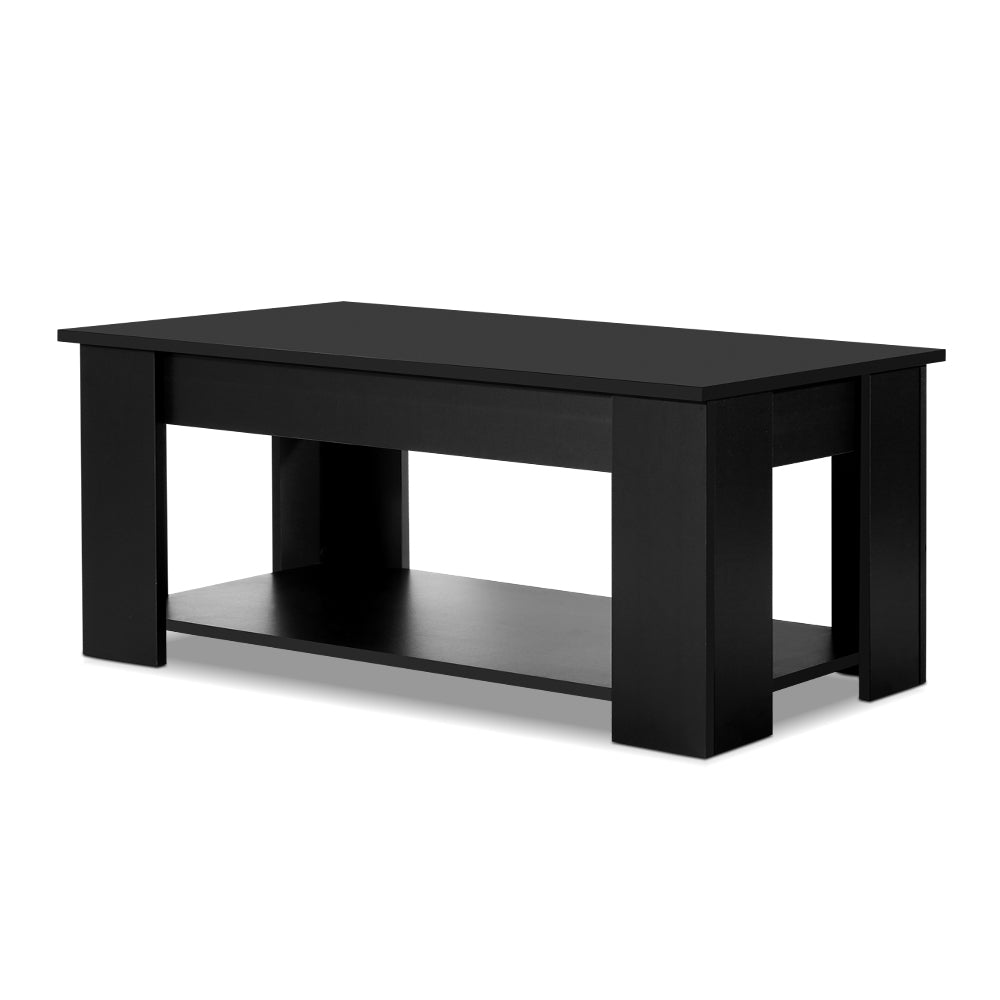 Artiss Lift Up Top Coffee Table Storage Shelf Black