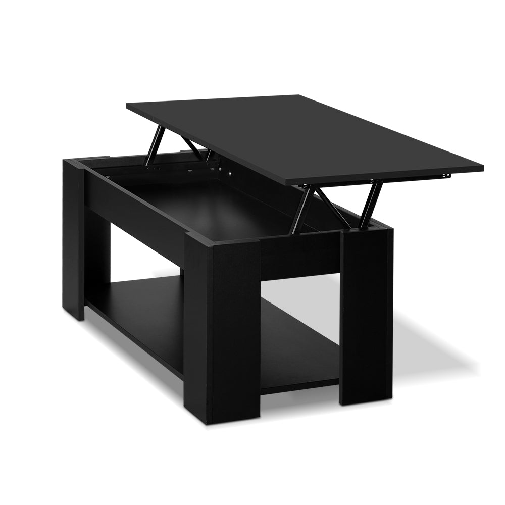 Artiss Lift Up Top Coffee Table Storage Shelf Black