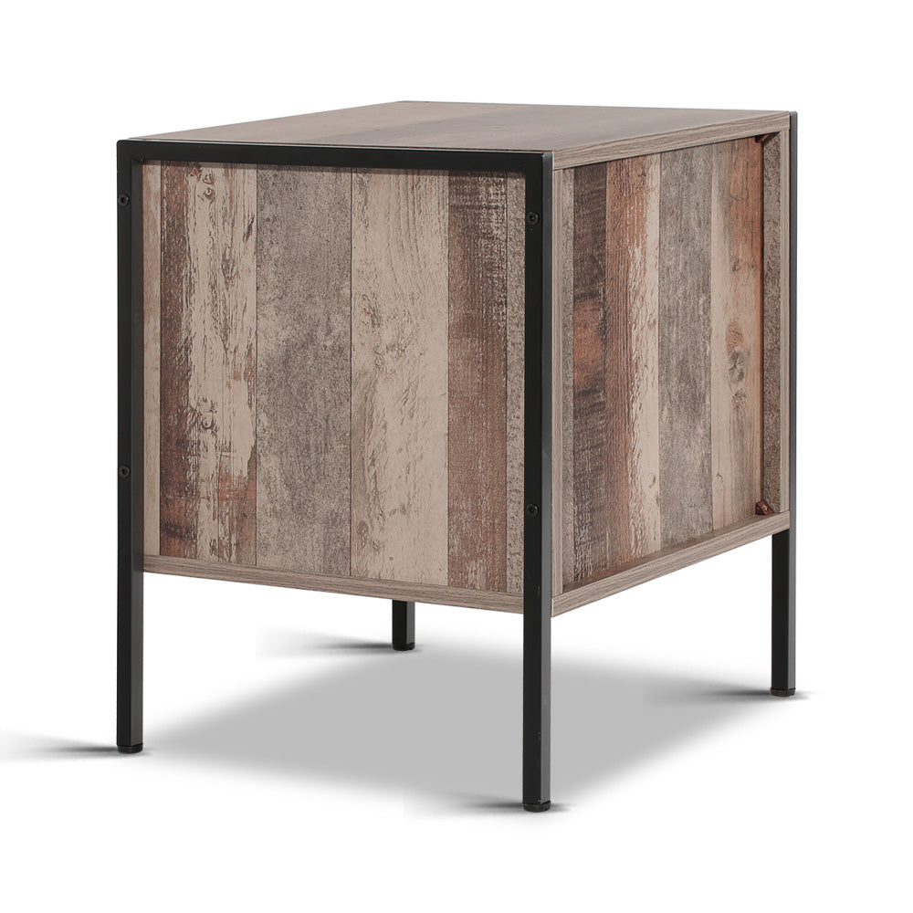 Artiss Bedside Table Drawers Nightstand Metal Oak