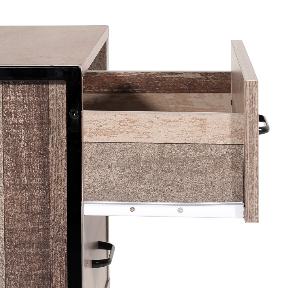 Artiss Bedside Table Drawers Nightstand Metal Oak