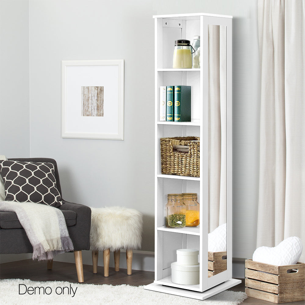 Artiss 5 Shelf Rotating Cabinet Storage Shoe Rack - White