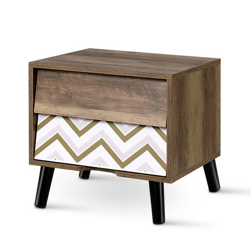 Artiss Bedside Tables 2 Drawers Table Storage Nightstand Cabinet Lamp Side Wood
